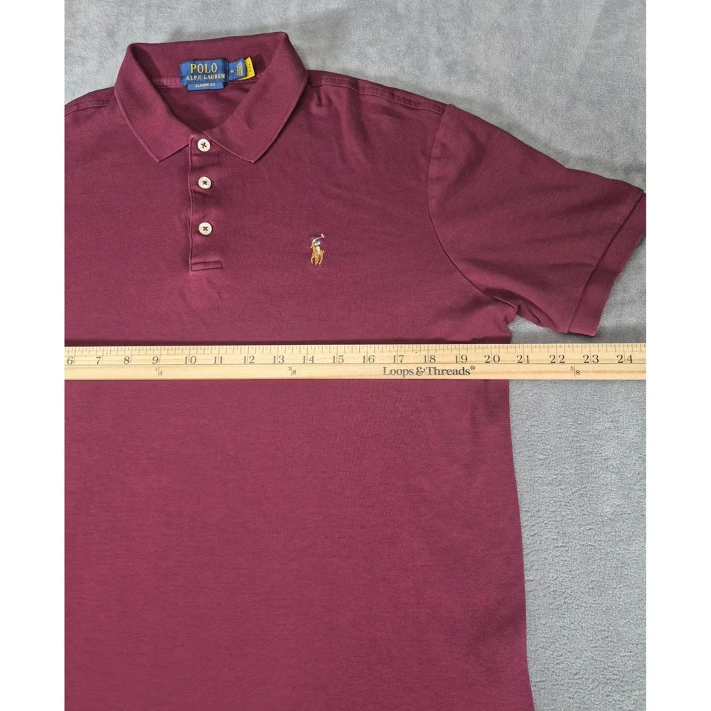 Polo Ralph Lauren Mens Classic Fit Polo Shirt Medium Burgundy Red Short Sleeve